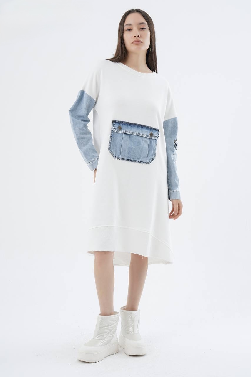 Sukienka z rękawami z jeansu La’Parte