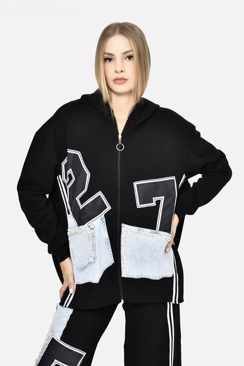 Bluza na zamek z aplikacją La’Parte