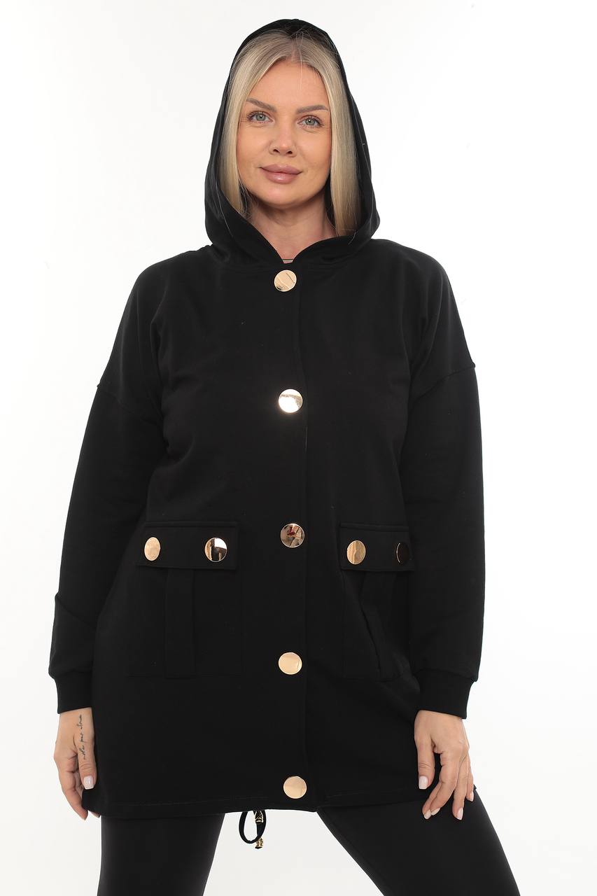 Długa bluza z ozdobnymi złotymi guzikami