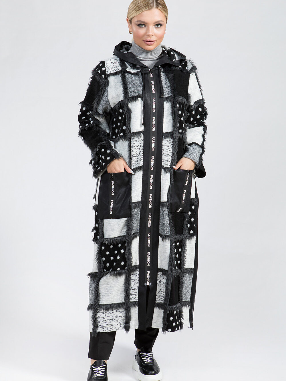 Płaszcz w stylu patchworkowym