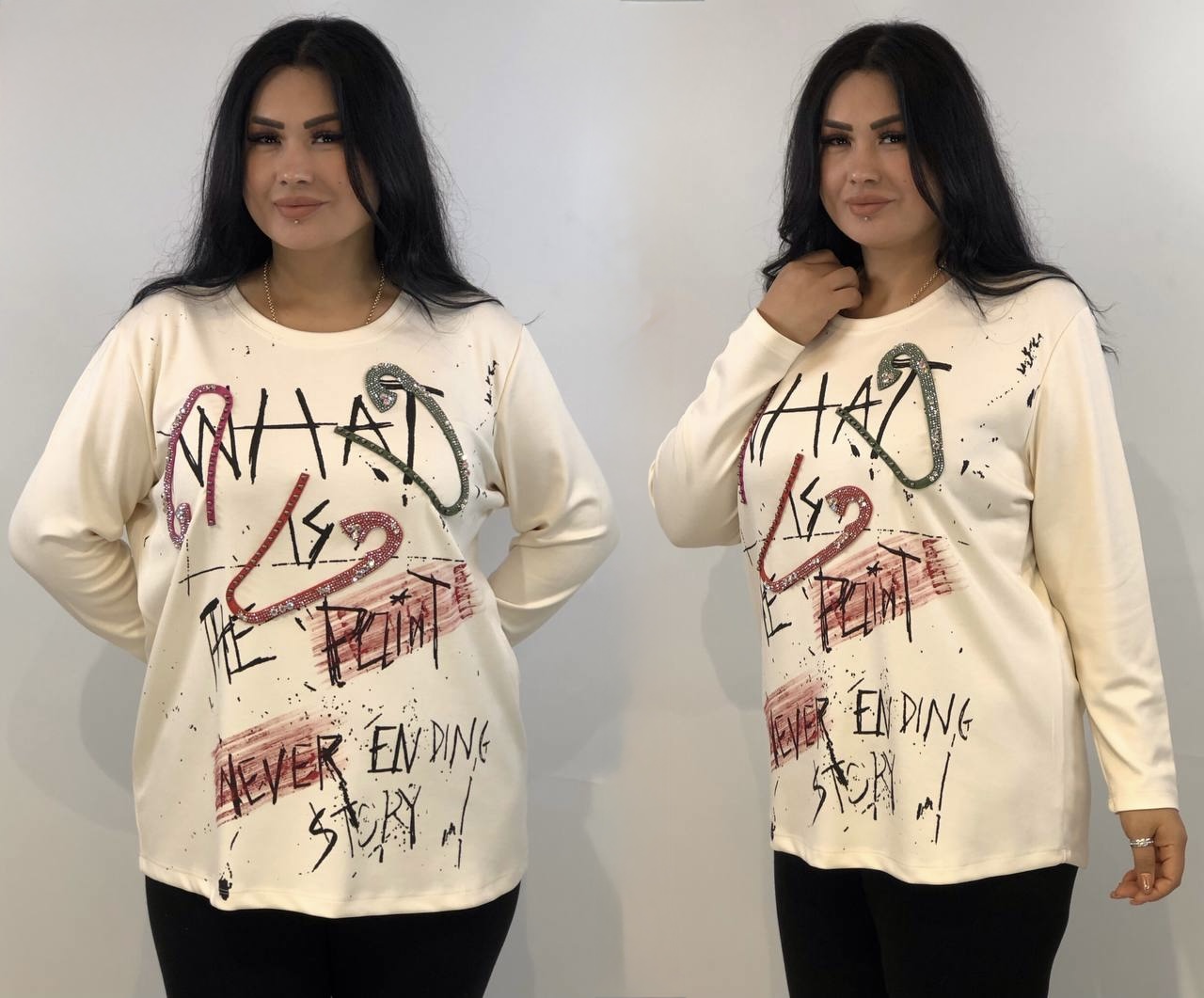 Oversize Bluzka z Ręcznie Pisanymi Elementami